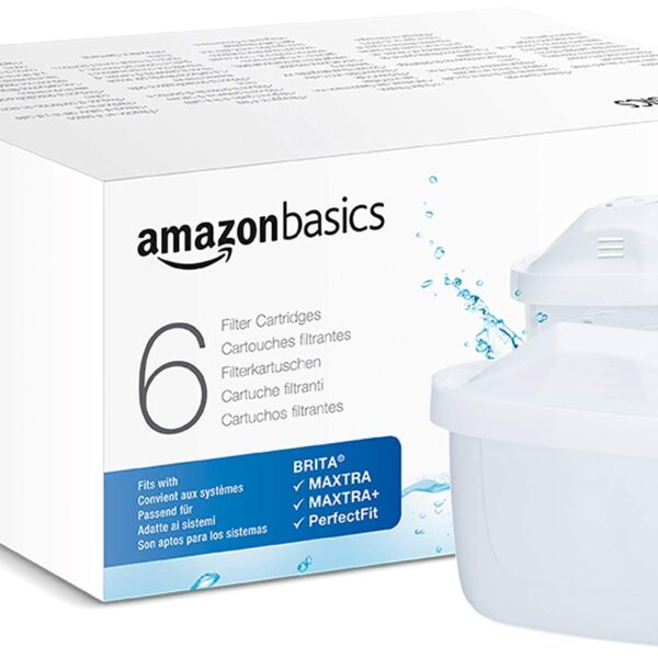 Amazon Basics Wasserfilterkartuschen 6er-Pack – Kompatibel mit BRITA & PerfectFit