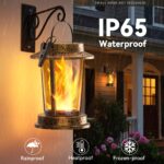 TuyLuxe Solar Laternen 2er-Set – Flammeneffekt Gartendeko IP65 wasserdicht Bronzefarbig – Bild 7