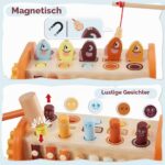 HYAKIDS Montessori Holzspielzeug 6 in 1 – Motorikspielzeug mit Hammerspiel & Xylophon – Bild 5