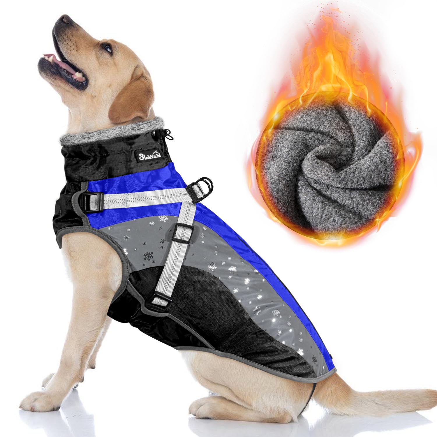 Nasjac Winter Hundemantel mit abnehmbarem Geschirr – Wasserdicht & warm für alle Grössen