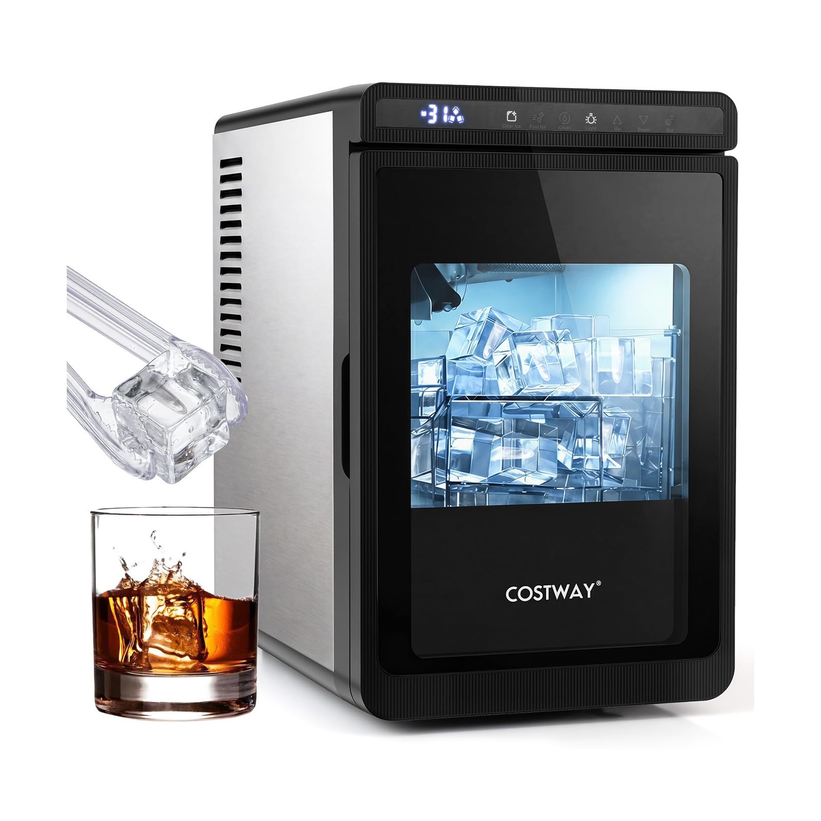 FANTASK Eiswürfelmaschine 4cm – Schnellmodus 23 Min. für Whisky & Cocktails
