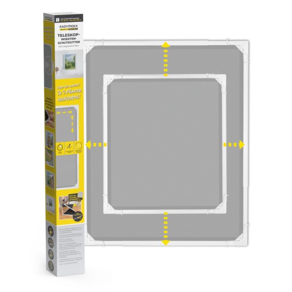 EASYmaxx Insect Protect Teleskop-Insektenschutzgitter – Fliegengitter Fenster ohne Bohren