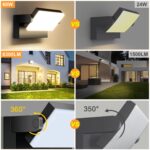 ledmo 60W LED Wandleuchte Aussen Schwarz 3000K 360° drehbar IP65 5000lm – Professionelle Aussenbeleuchtung – Bild 6