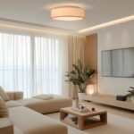 Zedelmaier Deckenlampe Ø38cm mit Leinenstoff – Moderne Deckenleuchte für alle Räume – Bild 5