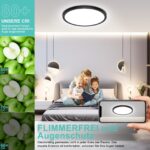 OUILA LED Deckenlampe 18W 4000K – Flache Schwarze Deckenleuchte 22cm für Küche, Bad & Wohnzimmer, 2er Set – Bild 5