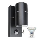 Wondlumi Außenleuchte mit Bewegungsmelder Schwarz – 5W GU10 LED IP44 für Terrasse & Garten