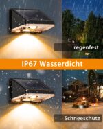 Delaiglow Solar Wandleuchte aussen 8er Set – IP67 Gartenbeleuchtung Gold für Zaun & Terrasse – Bild 4
