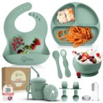 o'doe 11-teiliges Baby-Fütterungsset mit Saugnapfschale – Entwöhnungsbesteck für Kleinkinder