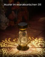 2er Set Solar Laternen Görvitor – IP44 Wasserdicht, Orientalisches Design, Warmweiss LED für Garten – Bild 3