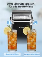 FOHERE Eiswürfelmaschine 14kg/24h – 9 Bullet-Eiswürfel in 5 Min, tragbar mit Selbstreinigung – Bild 4