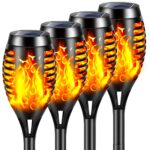 YAZEKY Solar-Gartenfackeln 4er Set mit 12 LEDs – Realistischer Flammeneffekt für Garten & Terrasse