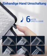Newentor Regendusche mit 6 Strahlarten – Hochdruck Duschkopf wassersparend für Hartes Wasser – Bild 3