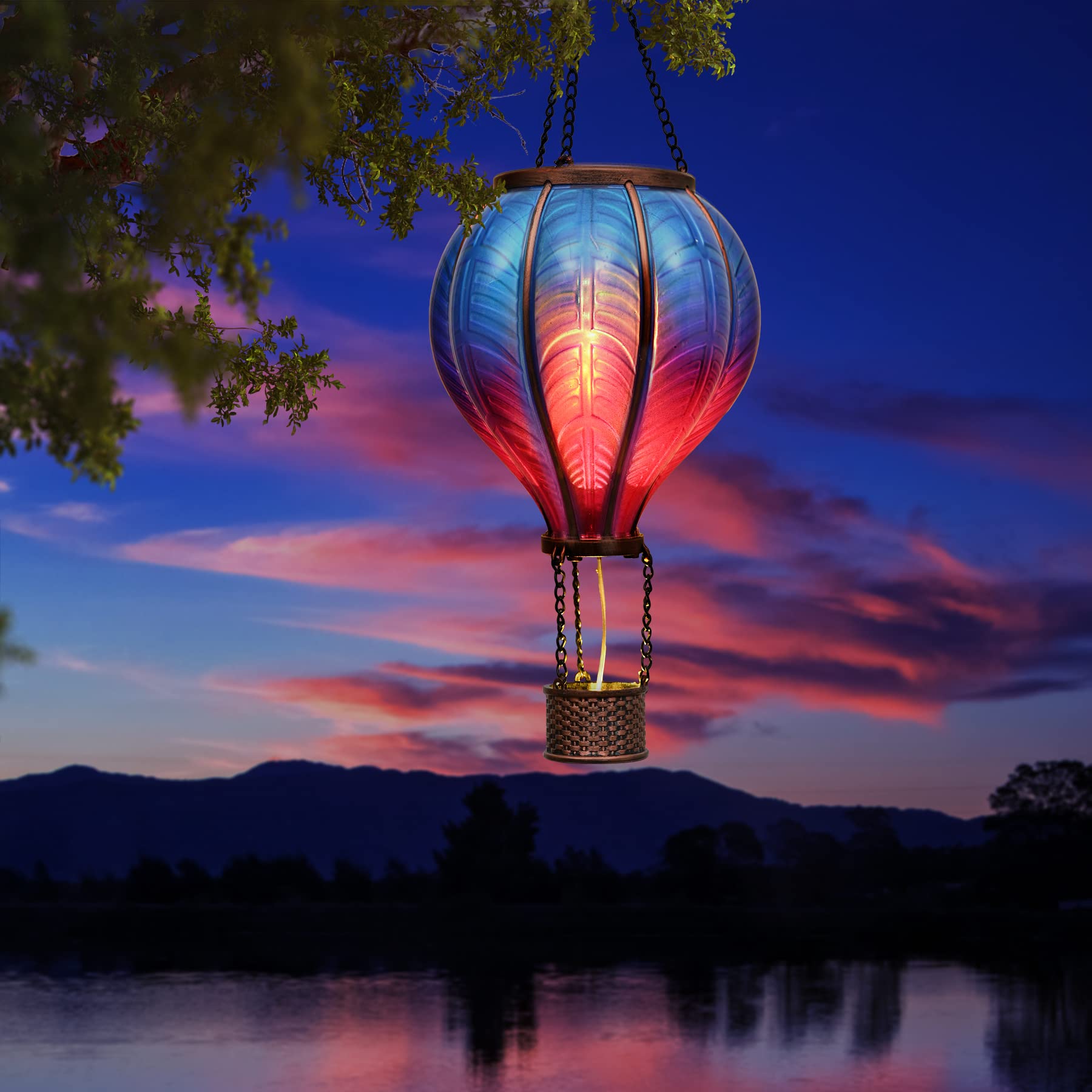 TERESA'S COLLECTIONS Solar Heissluftballon-Laterne – Dekorative Gartenleuchte mit Flammeneffekt