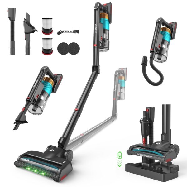 ElecKeys Akku Staubsauger 55KPa/650W, 65 Min Laufzeit – Kabellos Faltbar für Tierhaare