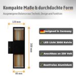 SSC-LUXon REVALO 2er Wandleuchte schwarz-gold – Up & Down LED Wandlampe IP65 warmweiss – Bild 4