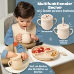 RebelEver Kindergeschirr-Set aus Silikon mit Transporttasche – Komplettes Essenlern-Set ab 1 Jahr – Bild 4
