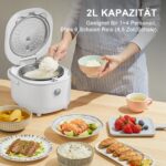 Bear Reiskocher 3,5 Tassen mit Dampfgarer – Multifunktionaler 350W Mini Reiskocher für 2–4 Personen – Bild 5