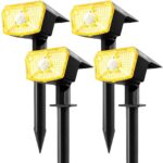 SUNNMO Solar-Strahler 4er Set mit Bewegungsmelder – 104 LED IP65 Warmweiss 3000K