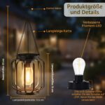 Kimuwote 2er-Set Hängesolarlampen – Retro-Laternen IP65 wasserdicht für Garten & Terrasse – Bild 2