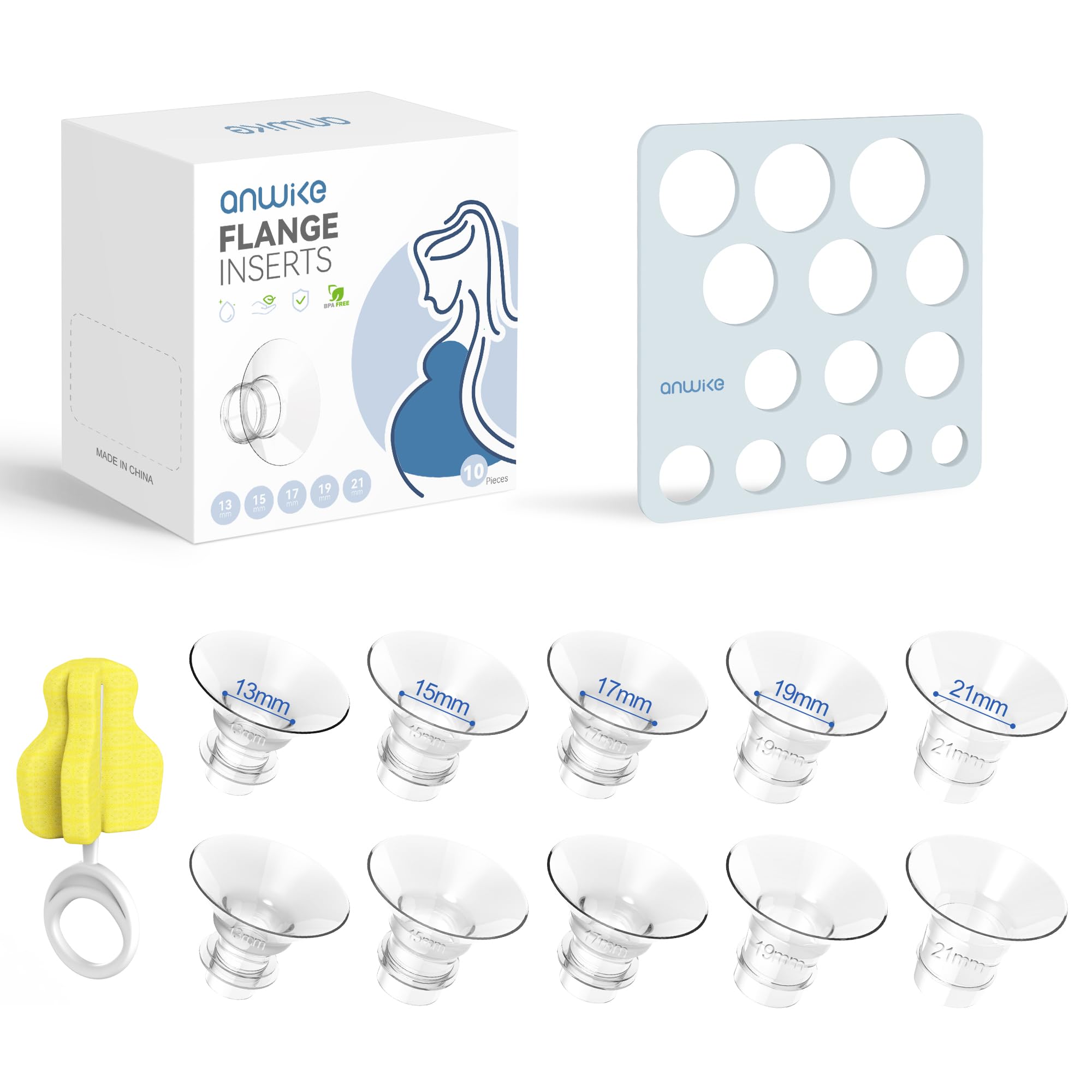10er Set Flansch-Einsätze 13-21mm – Universal Milchpumpen Zubehör für Momcozy, Medela & mehr