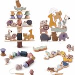 Smartwo Montessori Fädelspiel aus Holz – Motorikspielzeug für Kinder ab 3 Jahren
