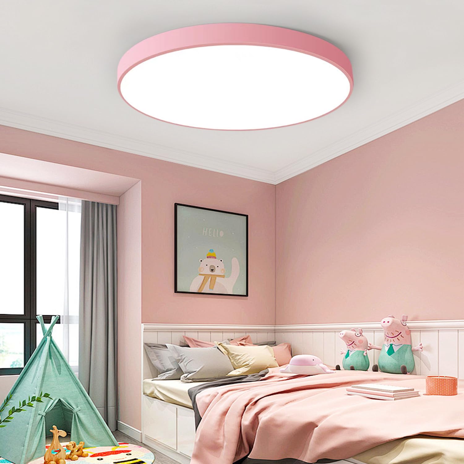 BTLINK LED Deckenleuchte Ø40cm Rosa – 36W Warmweiss 3000K für Schlafzimmer & Wohnzimmer