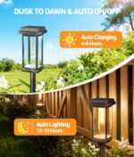 RECHOO Solarleuchten 4er Set – Warmweiss Gartenbeleuchtung mit Metall-Erdspies & 2 Modi – Bild 7