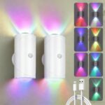 Viviheyday LED-Wandleuchte mit Bewegungsmelder & RGB – Intelligente Akku-Lampe 2er Set
