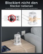 TESSAN 11 in 1 Steckdosenleiste mit USB-C & 2M Kabel – Überspannungsschutz 3600W – Bild 3