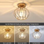 Goeco Gold Deckenleuchte Kristall E27 – Vintage Käfigdesign Ø19cm für Flur & Wohnzimmer – Bild 3
