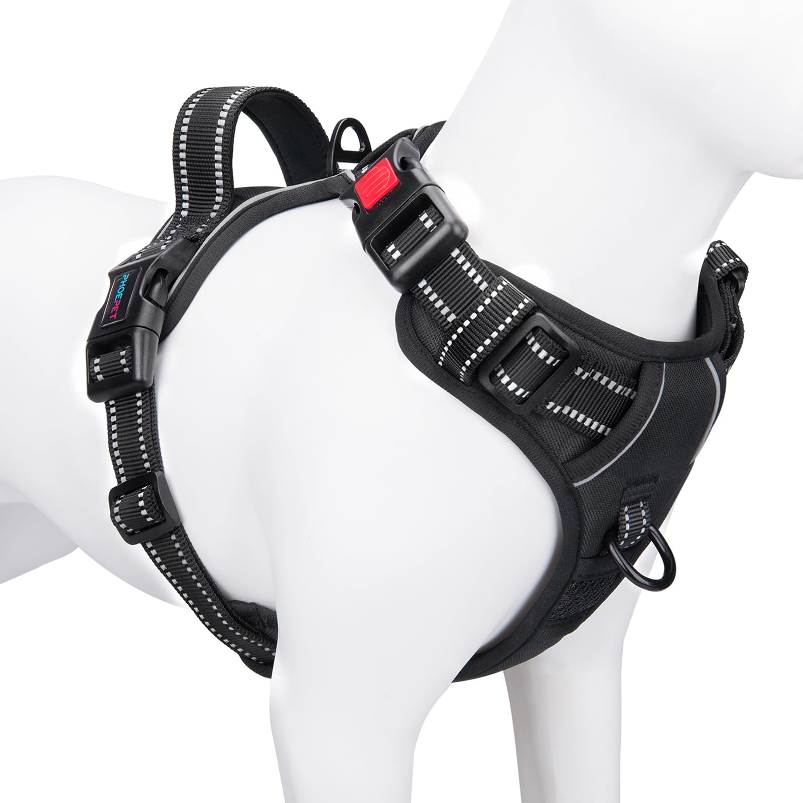 PHOEPET Hundegeschirr M mit Front-Clip & Reflektoren – Anti-Zug-Weste für kleine Hunde