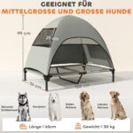 PawHut Hundeliege Outdoor 106x76x99cm mit abnehmbarem Dach – Erhöhtes Haustierbett für grosse Hunde – Bild 3