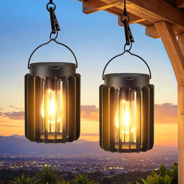 RECHOO 2er Set Solarlampen Hängend mit LED – 12 Std. Leuchtdauer, IP65 wasserdicht für Garten & Balkon