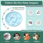 PTOBER Antischlingnapf Katze Set – 2er Keramik Fressnäpfe in Blau & Grün – Bild 3