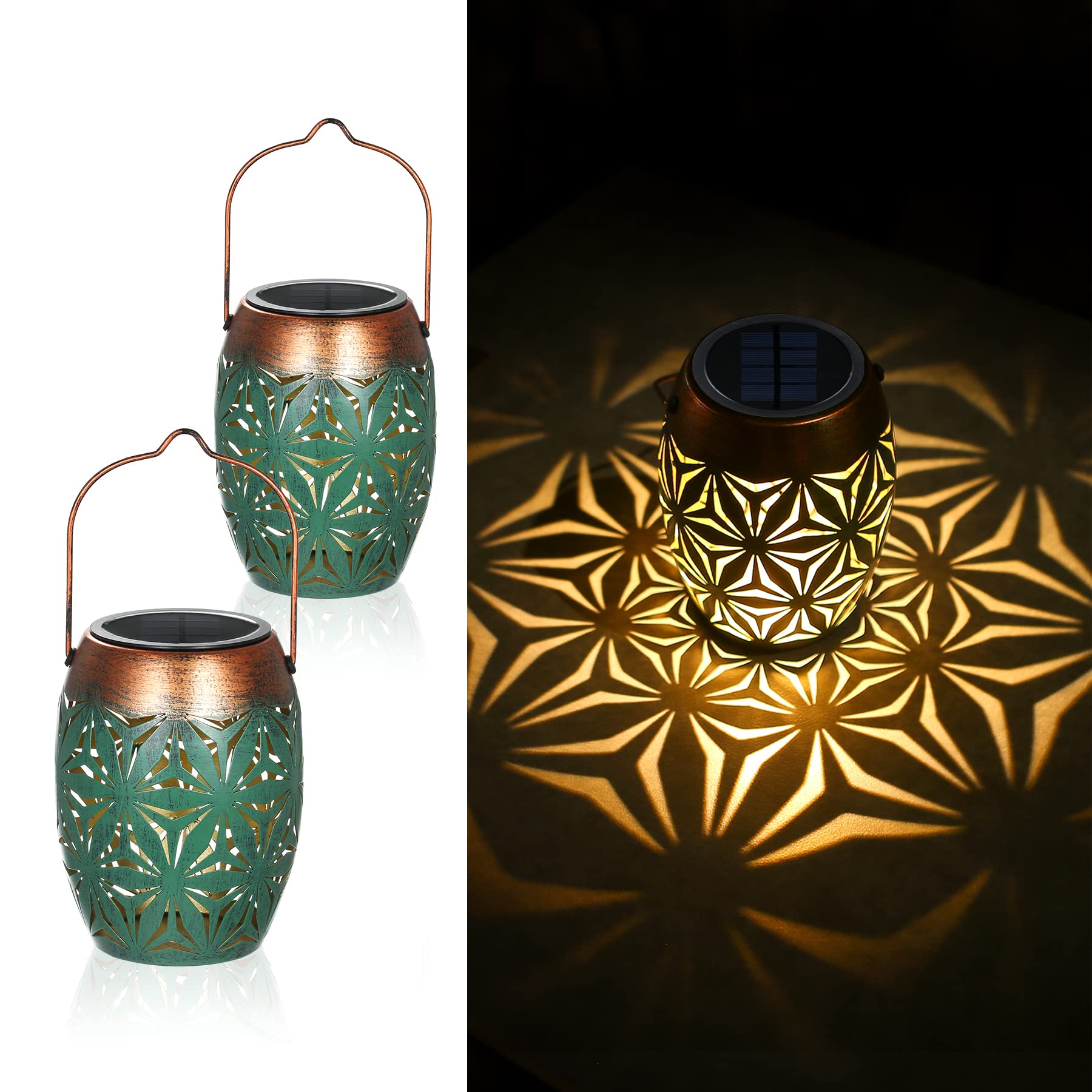 2er Set LED Solar Laterne Aussen – Orientalische Vintage Gartendeko mit IP65 Wasserschutz