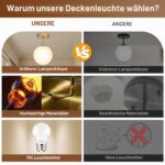 Ø20cm Vintage Deckenlampe Gold mit mattweißem Glaskugel – IP44 Badlampe, LED inkl. – Bild 5
