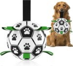 HETOO Hundespielzeug-Fussball mit Haltelaschen – Interaktives Tauzieh- & Wasserspielzeug für mittelgrosse & grosse Hunde