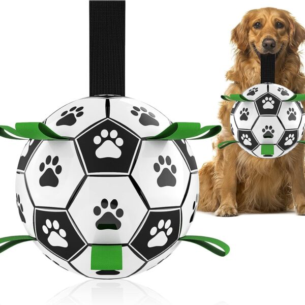 HETOO Hundespielzeug-Fussball mit Haltelaschen – Interaktives Tauzieh- & Wasserspielzeug für mittelgrosse & grosse Hunde
