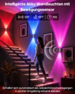 GOODEA Akku Wandleuchte mit Bewegungsmelder – 12 RGB Farben, 90 Tage Laufzeit, 4er Set – Bild 3