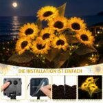 HuaMuDM 3er Set Solar Sonnenblumen – LED Gartenleuchten wasserdicht für Garten & Terrasse – Bild 5