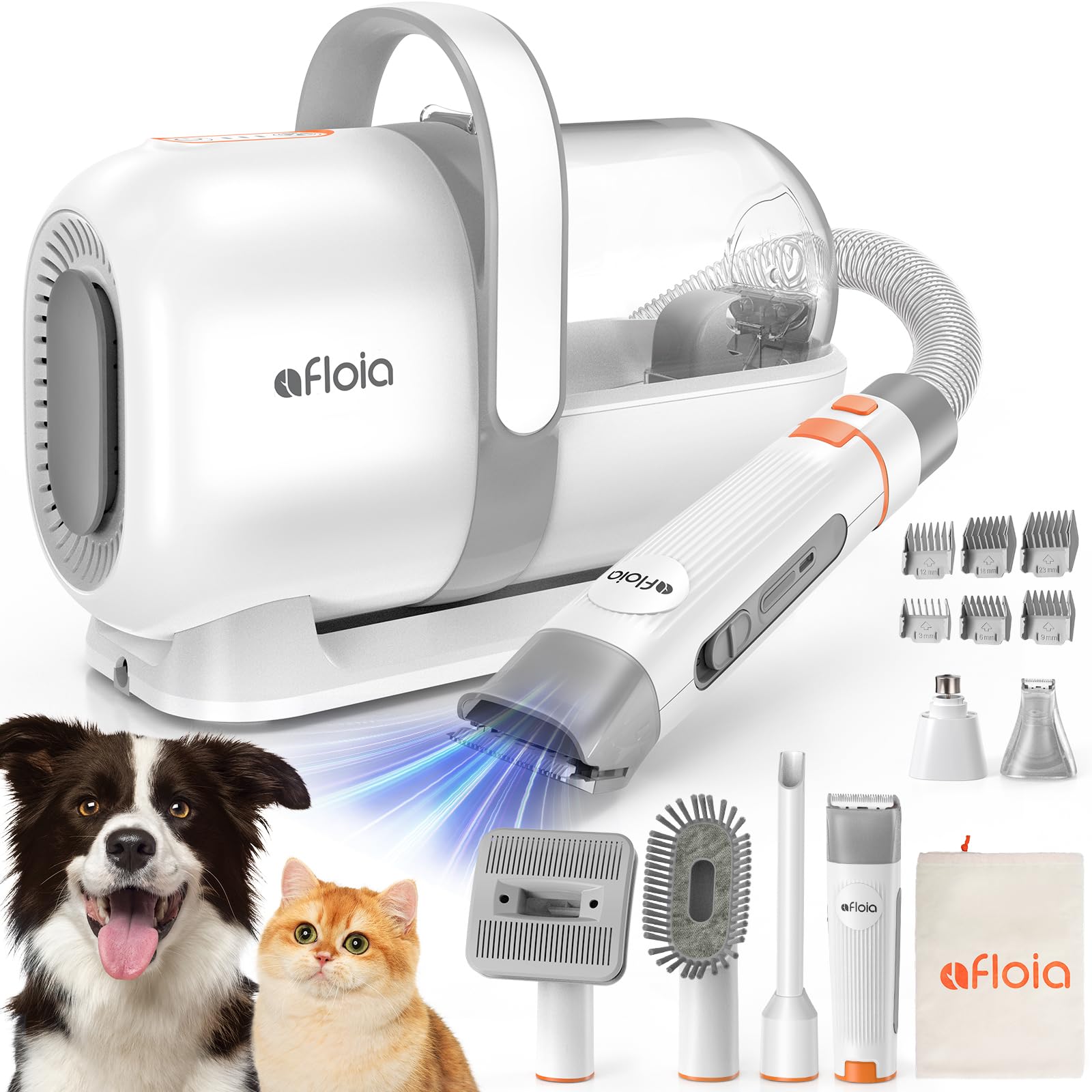 Afloia Hundeschermaschine mit Staubsauger – 7-in-1 Profi-Haustierpflegeset mit 1.5L Behälter