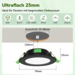 Laiebri LED Einbaustrahler 4er Set – 6W Dimmbar IP44 für Bad & Wohnräume – Bild 5