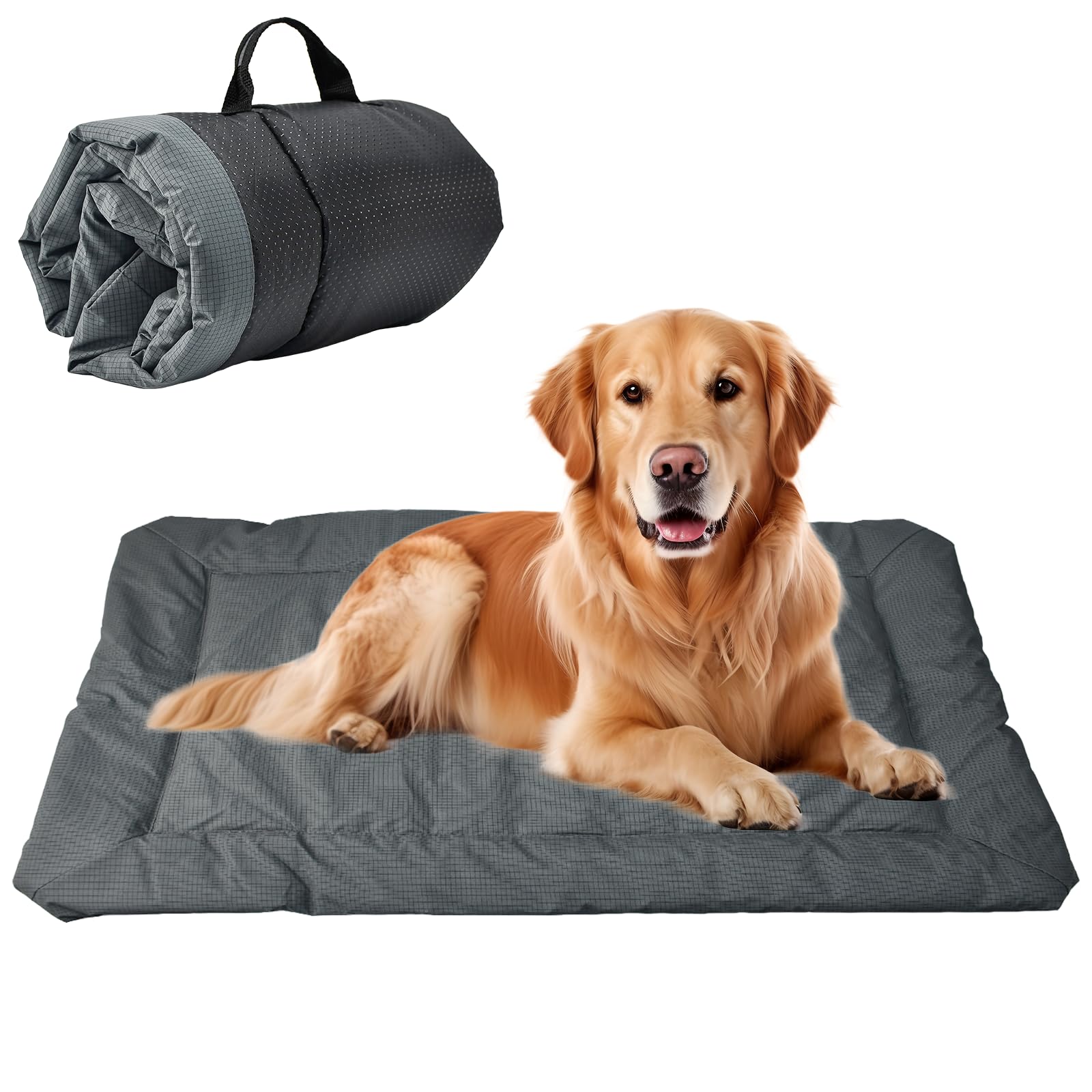 VGECEE Hundebett 90x60cm – Faltbare Hundematte mit Tragegriff für Mittelgrosse Hunde