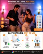 LuminexDesigns Akku-Wandleuchte Gold – Kabellos mit RGB & Fernbedienung für Innenräume – Bild 4