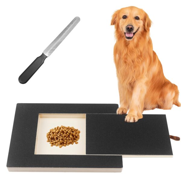 Jeinbuil Kratzbrett für Hunde 35x25cm mit Futterschublade – Krallenpflege spielerisch