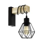EGLO Townshend 5 Wandlampe – Industrial Vintage Wandleuchte aus Holz & Stahl