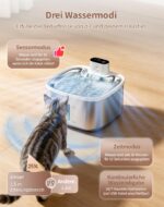 AIAUON Katzenbrunnen kabellos 3,5L Edelstahl – 45 Tage Akku mit Bewegungsmelder – Bild 4