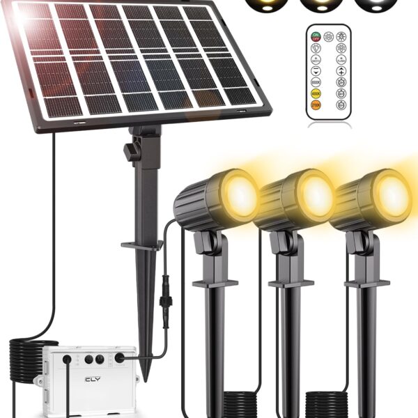 CLY Solar Strahler mit Fernbedienung 2700K-6000K – IP66 Gartenleuchte mit 5000mAh Akku