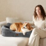 EHEYCIGA Orthopädisches Hundebett 91x68cm – Memory Foam Hundesofa mit Nackenstütze – Bild 8