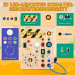 Hoarosall Montessori Aktivitätsbrett mit Uhr – 10 LED-Schalter Sensorikspielzeug ab 1 Jahr – Bild 3